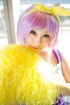 cheerleader cosplay dress hairbow hiiragi_tsukasa lucky_star mimi pom_poms purple_hair rating:Safe score:0 user:nil!