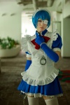 apron blue_hair cosplay elbow_gloves eyepatch gloves handcuffs ikkitousen kohinata_rei maid maid_uniform ryomou_shimei thighhighs rating:Safe score:0 user:nil!