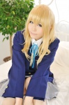 assam bed blazer blonde_hair blouse cosplay haruka k-on! kotobuki_tsumugi pleated_skirt school_uniform skirt rating:Safe score:0 user:nil!