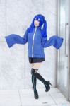 blue_hair cosplay ene headphones kagerou_project mashiro_ayaki pantyhose pleated_skirt print_legwear sheer_legwear skirt thighhighs track_jacket twintails zettai_ryouiki rating:Safe score:1 user:nil!