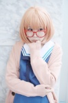 cardigan cosplay glasses kuriyama_mirai kyoukai_no_kanata mashiro_ayaki orange_hair sailor_uniform school_uniform rating:Safe score:1 user:nil!