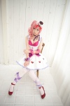 bra choker cleavage cosplay dress hat momose_riyu original pink_hair side_ponytail rating:Safe score:1 user:xkaras