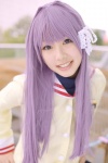 clannad cosplay fujibayashi_kyou hair_ribbons merino_moko purple_hair sailor_uniform school_uniform turtleneck rating:Safe score:0 user:nil!