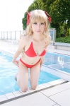 bikini blonde_hair cleavage cosplay crystal_crown fortune_arterial kamui_arisa pool sendou_erika swimsuit twintails wet rating:Safe score:0 user:nil!