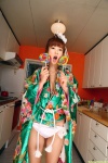 bikini cleavage dgc_0539 flower hoshino_aki kitchen lollipop open_robe robe side-tie_bikini swimsuit rating:Safe score:0 user:nil!