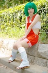 ahoge aqua_hair cosplay leggings macross macross_frontier mamilina overalls ranka_lee tubetop rating:Safe score:0 user:nil!