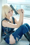 aya_brea blonde_hair boots cosplay gun jeans makiron parasite_eve the_3rd_birthday torn_clothes vest rating:Safe score:1 user:nil!