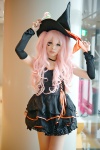 choker cosplay detached_sleeves dress dust lollipop original pink_hair twintails witch_hat rating:Safe score:1 user:nil!