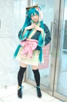 aqua_hair cosplay hairbow hatsune_miku kishigami_hana thighhighs twintails vocaloid yukata zettai_ryouiki rating:Safe score:3 user:nil!