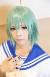 blouse bowtie cosplay green_eyes green_hair iwasaki_minami lucky_star mamo_(ii) sailor_uniform school_uniform rating:Safe score:0 user:pixymisa