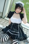 apron choker cosplay cyborg_nene dress hairband maid maid_uniform original striped thighhighs zettai_ryouiki rating:Safe score:0 user:nil!