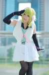 blouse cosplay elbow_gloves gloves green_hair gumi happy_synthesizer_(vocaloid) headset pantyhose pleated_skirt skirt vest vocaloid yuta rating:Safe score:1 user:nil!