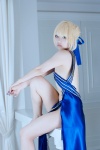 blonde_hair cosplay dress fate/series fate/zero hairbow open_clothes reiya saber rating:Safe score:2 user:pixymisa