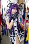 cosplay cuffs demonbane dress etheldreda hairband hair_ribbons lace pantyhose purple_hair ruffles uzuki rating:Safe score:0 user:nil!