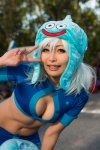 akiton cleavage cosplay croptop dragon_quest hat keyhole microskirt plushie skirt slime_(dragon_quest) white_hair rating:Safe score:2 user:pixymisa