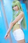 cc code_geass cosplay croptop green_hair pantyhose sheer_legwear shorts yu-ji rating:Safe score:1 user:nil!