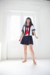 akiloveschool barefoot cosplay itsuki_akira original pleated_skirt sailor_uniform school_uniform skirt rating:Safe score:1 user:nil!