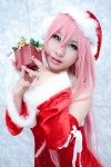 cosplay detached_sleeves ear_muffs hiryuu megurine_luka pink_hair santa_costume stocking_cap vocaloid rating:Safe score:0 user:pixymisa