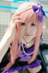 cosplay dress hairbow hoshino_kana megurine_luka pink_hair thighhighs vocaloid world_is_mine_(vocaloid) zettai_ryouiki rating:Safe score:0 user:nil!