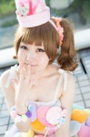 cosplay croptop hat idolmaster nina_(ii) skirt takatsuki_yayoi twintails wristband rating:Safe score:0 user:pixymisa