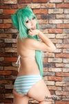 aqua_hair ass bikini cosplay hatsune_miku project_diva saku swimsuit twintails vocaloid rating:Safe score:5 user:nil!