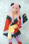 bow cosplay dress hairbow harumiya_yun megurine_luka pantyhose pink_hair red_legwear tiered_skirt vocaloid rating:Safe score:0 user:pixymisa