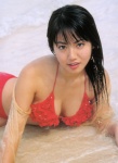 beach bikini blouse cleavage himitsu isoyama_sayaka open_clothes swimsuit wet rating:Safe score:0 user:nil!
