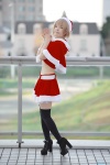 black_legwear blonde_hair capelet cosplay halter_top maitako miniskirt original santa_costume skirt stocking_cap thighhighs zettai_ryouiki rating:Safe score:4 user:nil!