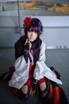 cosplay gauntlets horns inu_boku_secret_service kimono miniskirt nakko purple_hair scarf shirakiin_ririchiyo skirt thighhighs rating:Safe score:1 user:nil!