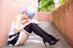 ayanami_rei blue_hair chains collar corset cosplay kaoru's_collection_3 kishimoto_kaoru miniskirt neon_genesis_evangelion skirt thighhighs zettai_ryouiki rating:Safe score:5 user:nil!