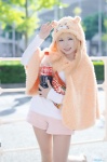 blonde_hair cosplay doma_umaru hamster_costume himouto!_umaru-chan pantyhose sheer_legwear shorts tshirt yui_(ii) rating:Safe score:0 user:nil!