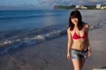beach bikini_top cleavage denim dgc_0935 kuroda_arisa ocean open_clothes shorts swimsuit rating:Safe score:0 user:nil!