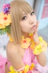 aiba_yumi blonde_hair cosplay croptop flowers hizuki_yuuki idolmaster miniskirt skirt rating:Safe score:1 user:pixymisa