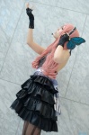 cosplay dress fingerless_gloves gloves hairband headset megurine_luka pantyhose pink_hair sakuramiya_rei vocaloid rating:Safe score:0 user:nil!