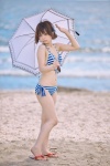 beach bikini cleavage ocean side-tie_bikini striped suu swimsuit umbrella rating:Safe score:1 user:nil!