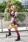 blonde_hair boots collar cosplay croptop detached_sleeves head_wings kagamine_len michiko pitchfork pretty_panties_akuma_rin_(vocaloid) shorts spikes striped tail thighhighs vocaloid rating:Safe score:0 user:pixymisa