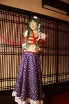 blouse bound cleavage cosplay detached_sleeves green_hair hanamura_misaki kochiya_sanae miko open_clothes rope skirt touhou touhou_kinbauchou rating:Safe score:0 user:nil!