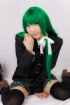 blazer blouse bookbag cosplay green_hair kochiya_sanae lenfried panties pleated_skirt polka_dots school_uniform skirt thighhighs tie touhou zettai_ryouiki rating:Safe score:1 user:nil!