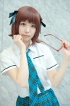 amami_haruka blouse cosplay glasses hairbows idolmaster pleated_skirt school_uniform skirt tie yuki_ringo rating:Safe score:0 user:nil!