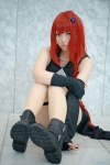 boots braid cosplay croptop detached_sleeves half_skirt_open_front harumiya_yun kurosaki_mea pantyhose red_hair sheer_legwear shorts to_love-ru_darkness rating:Safe score:0 user:nil!
