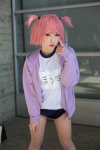 buruma cosplay gym_uniform hoodie horusu original pink_hair purple_eyes shorts tshirt twintails rating:Safe score:0 user:nil!