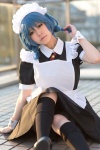apron blue_hair cosplay crossover_tie cuffs furutani_himawari hairband kneesocks kooki maid maid_uniform twin_braids yuruyuri rating:Safe score:1 user:pixymisa