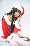 akiyama_mio cosplay dress k-on! rinami santa_costume stocking_cap thighhighs zettai_ryouiki rating:Safe score:6 user:nil!