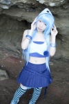 asakura_kana beach blue_hair boots cosplay croptop gundam msm-07_z'gok pleated_skirt skirt striped tank_top thighhighs zettai_ryouiki rating:Safe score:1 user:nil!
