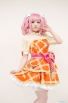 aikatsu! amahane_madoka cosplay dress dress_lift nachi pantyhose pink_hair sheer_legwear twintails rating:Safe score:0 user:nil!