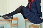 4k-star_110 ando_chihiro black_legwear pantyhose pleated_skirt sailor_uniform school_uniform skirt rating:Safe score:1 user:nil!