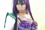 ashiya_noriko bra busujima_saeko busujima_saeko_no_eroi_toko cleavage cosplay highschool_of_the_dead open_clothes purple_hair sailor_uniform school_uniform rating:Safe score:1 user:nil!