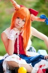 balls bows chains cosplay horns ibuki_suika orange_hair skirt sleeveless_blouse touhou yae_maiko rating:Safe score:2 user:pixymisa