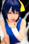 bandage blue_eyes blue_hair chuunibyou_demo_koi_ga_shitai! cosplay hairbow swimsuit takanashi_rikka yuihara_hinase rating:Safe score:3 user:pixymisa
