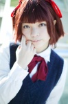 amami_haruka blouse cosplay hair_ribbons hana_(iii) idolmaster ribbon_tie sweater rating:Safe score:0 user:pixymisa